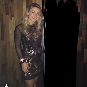 Chelsea & Violet Sequin Dress w/ Sheer Sleeves